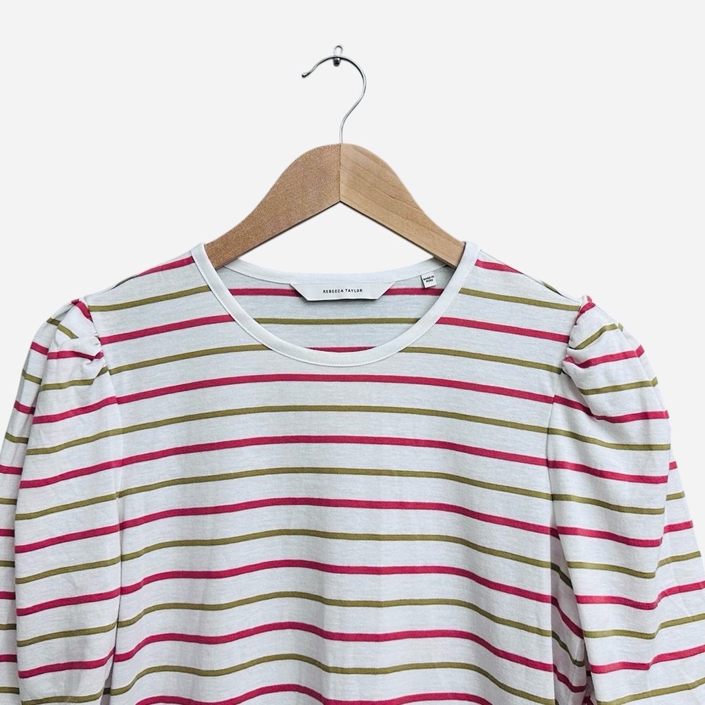 Rebecca Taylor A-Line Puffed Sleeve Striped Shirt - Picture 4 of 8